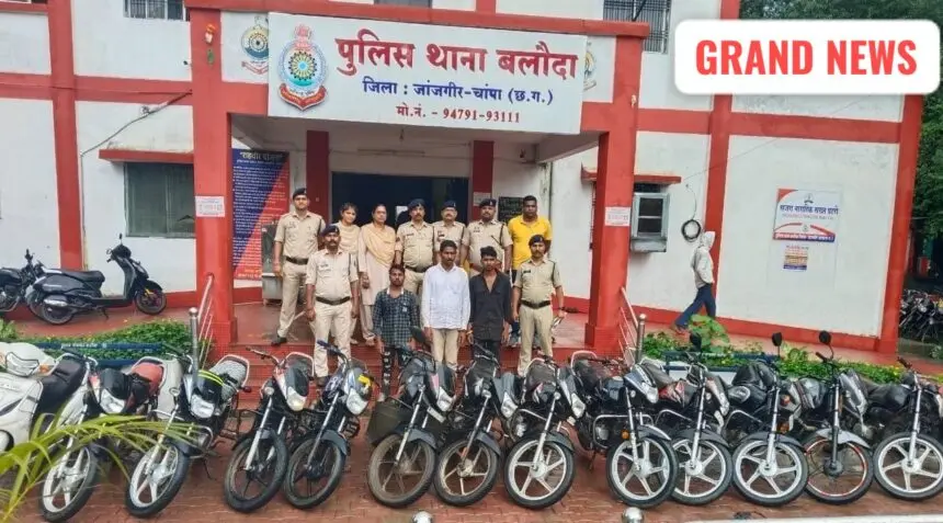 CG NEWS: बलौदा पुलिस की बड़ी सफलता – शातिर बाइक चोर गिरोह का पर्दाफाश 15 चोरी की मोटरसाइकिलें बरामद, दो चोर और एक खरीददार गिरफ्तार