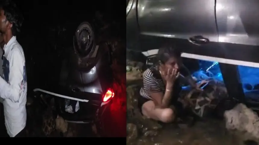 CG BREAKING: अनियंत्रित होकर 30 फीट नीचे नदी में गिरी कार, पति-पत्नी गंभीर घायल