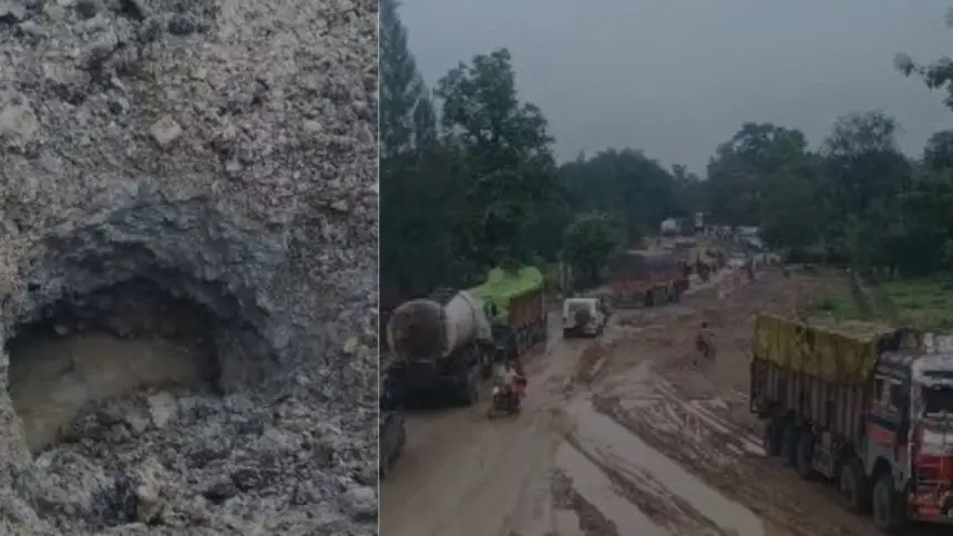 CG NEWS: बारिश और बदहाल सड़क ने रोकी रफ्तार, MP-UP जाने वाले सैकड़ों वाहन फंसे