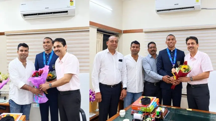 CG NEWS : छत्तीसगढ़ आगमन पर एथलीट अनिमेष कुजूर का सम्मान, CGOA महासचिव विक्रम सिंह सिसोदिया ने किया सम्मानित